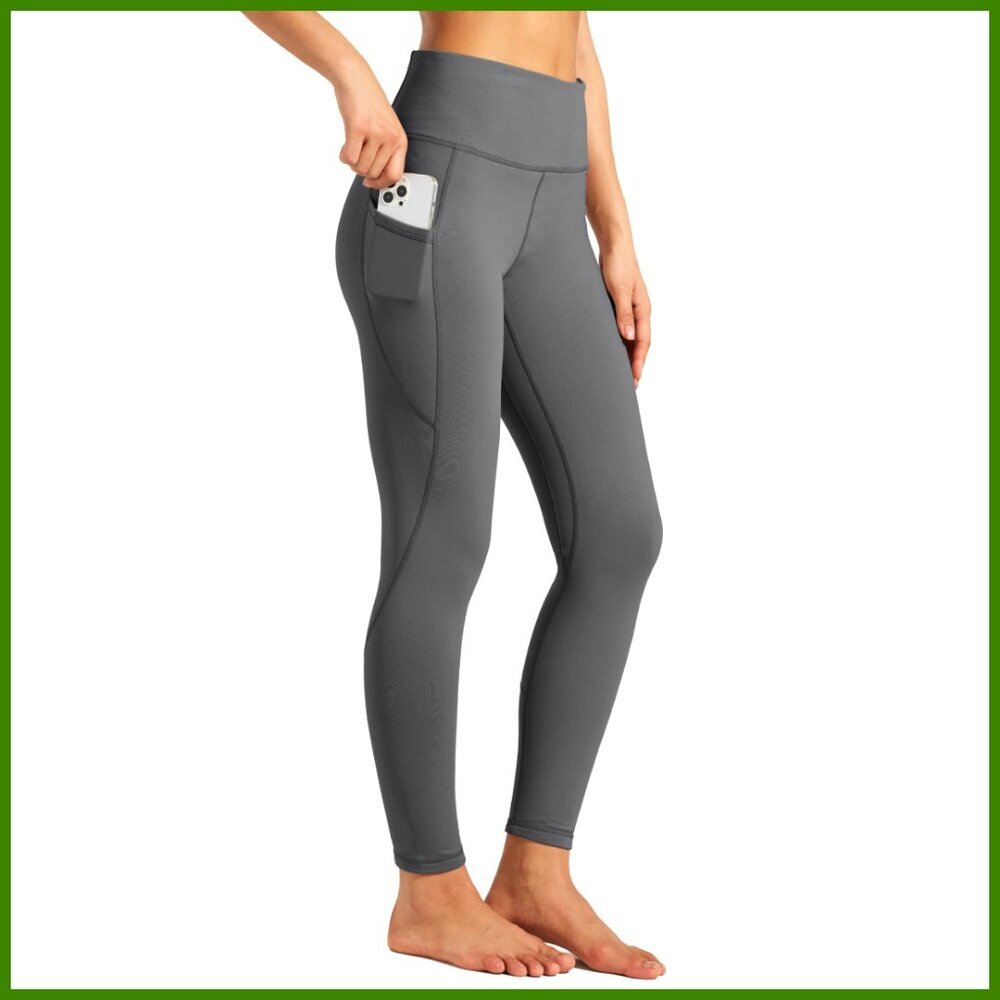 Fleece Lined Leggings Water Resistant High Waisted Yoga Running Pants